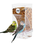 No Sweat Automatic Bird Feeder For Cage Parrot Food Dispenser With Crystal Clear Perch and Quick Load Hopper with budgies