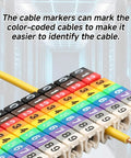 Colorful Clip On Wire Marker Tubes 0.1 x 0.1in Digital Number Cable Markers 150 Pcs showing color-coded numbers on cables.