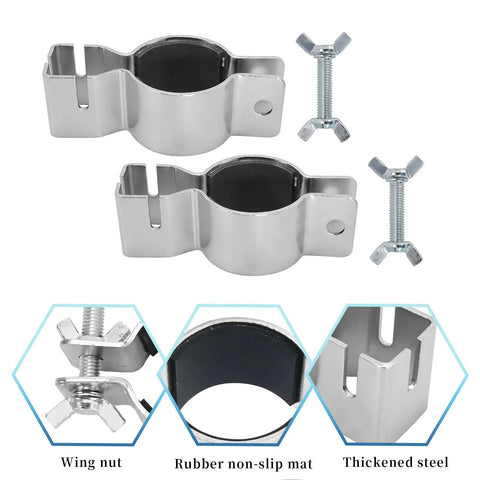Two Pack Adjustable Upright Clamps For Hanging Accessories Fits 1.5 Inch Or 2 Inch Diameter Poles, Heavy Duty, Easy Install