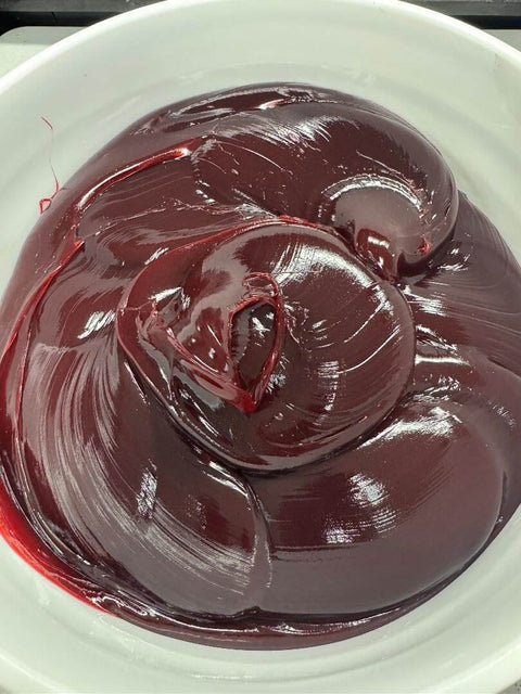 Close-up view of Red High Temp Grade Two Lithium Complex Multi Purpose Grease in a 35 pound pail for wheel bearings and chassis.