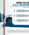 O.R.L markers on Real Deal Manual Tube Bender for Copper and Steel Pipes show bending positions for accurate use.
