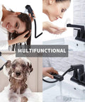 Two Handle Centerset Slick Black Bathroom Sink Faucet With Pull Out Sprayer 3 Hole 4 Inch Lavatory Mixer Tap usage examples
