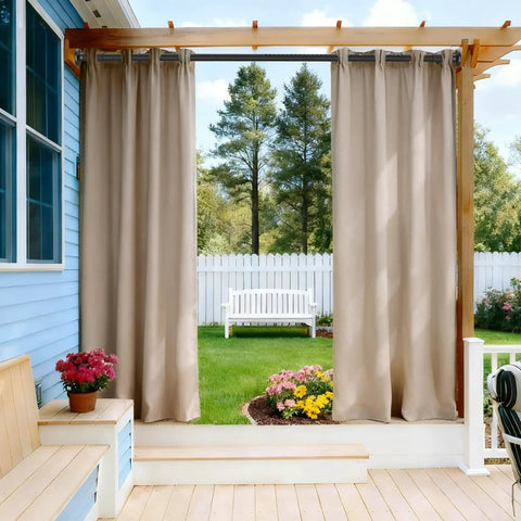 Extra Long Tension Curtain Rod For Patio Windows No Drill Dual-End Adjustable Spring Rod Outdoor Ready And Rust-Proof