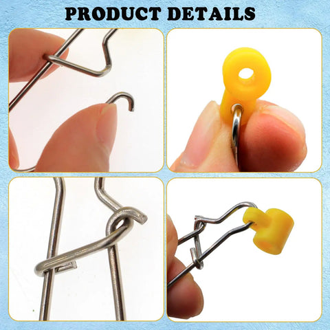 60 Piece Fishing Line Sinker Slides For Catfishing Rig With Duo Lock Snaps Stainless Steel Heavy Duty Sinker Weights Connector