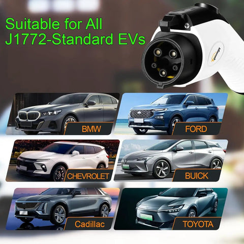 Level 2 Portable EV Charger 7.2kW 32A 1 Phase Adjustable Current 5M Cable With T1 Adapter, compatible with J1772-standard EVs