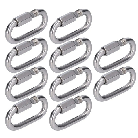 10 Pack Quick Link Connectors in Stainless Steel 304 Built Tough Heavy Duty Carabiner Style Chain Links Threaded Locking For Outdoor Gear Camping Hiking Boating M8 Easy Install