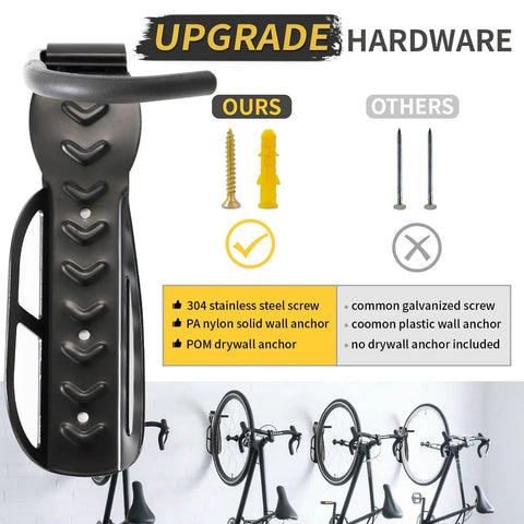 Heavy Duty Vertical Bike Rack Wall Mount For Garage Space Saving Indoor Bike Holder with upgraded screws and anchors
