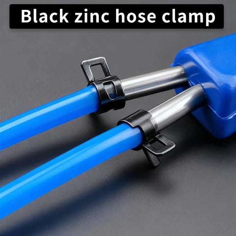 Black zinc hose clamp from 152 Piece Fuel Line Clamp Kit With Spring Clamps And Hose Clips For Silicone Vacuum Hoses Air Tubes And Water Pipes Durable Metal Assortment In 6mm 7mm 8mm 9mm 10mm Black
