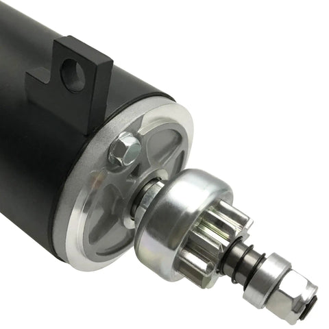 Close-up of New Marine Starter Replacement For Johnson And Evinrude Outboard Motors 85 To 140 HP, Plug And Play Fit For 1973 To 1998 Models