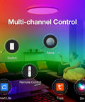 Smart RGB LED Ceiling Light With Alexa WiFi Remote And Tuya App Color Changing 18 Inch Low Profile Dimmable Flush Mount in a living room