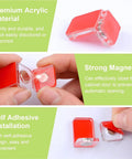 16 Sets L Shaped Magnetic Cabinet Door Catches With Self Adhesive Acrylic Closure for glass and acrylic cupboards in red