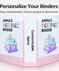 Two Inch D Ring Binder Set Pro Grade Two Pack with 500 Sheet Capacity in Assorted Pastel Colors PVC Free Customizable View Cover