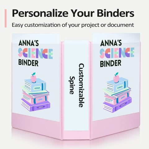 Two Inch D Ring Binder Set Pro Grade Two Pack with 500 Sheet Capacity in Assorted Pastel Colors PVC Free Customizable View Cover