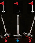 Magnetic Alignment Rods For Irons And Wedges, Telescopic Golf Training Aid showing club face alignment with flags