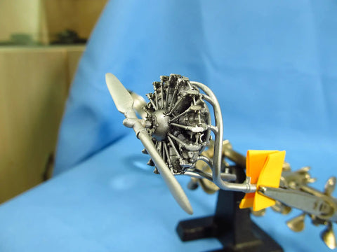 Junkers W.34 Engine Detailing Set For 1/48 Scale Aircraft, 3D Printed Detail Parts Upgrade For MikroMir Kits displayed on stand