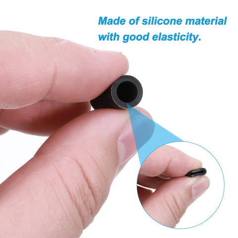 Close-up of Fits Like A Dream Silicone End Caps 40 Pack 6mm Inner Diameter 13mm Height, showing soft flexible silicone material.