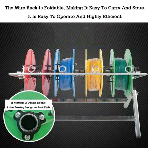 Multi Tray Cable Spool Organizer with Independent Rotating Turntable Reels and Five Trays for Easy Cable Storage and Dispensing
