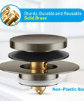 Universal Bathtub Drain Stopper Fits 1.5 To 1.72 Regular Drains Adjustable Rubber Plug with solid brass and non-plastic body.