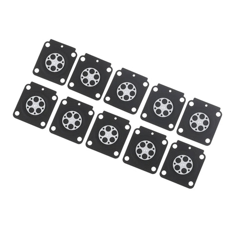 Set of 10 black metering diaphragms with silver centers for Zama A015053 carburetor