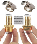 Hands holding components of 4 Pack Garden Hose Repair Kit With 3/4 Inch And 5/8 Inch Hose Couplers, Aluminum Mender Set.