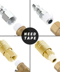 Brass Air Hose Fittings One Quarter Inch Body Size M Type Plug NPT Female Threads Ten Piece Air Compressor Coupler Set parts