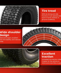 Set Of Two 13x6.50-6 Tubeless Lawn Mower Tires 4 Ply 14 PSI Max Load 200 Lbs Rim Width 4.5 In No Rims Included Fits Small Riding Mowers And Lawn Tractors, tread close-up