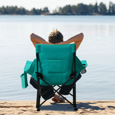 Oversized Rocking Camping Chair With Headrest And Cup Holder 300 Lb Capacity 600D Oxford Fabric by lake