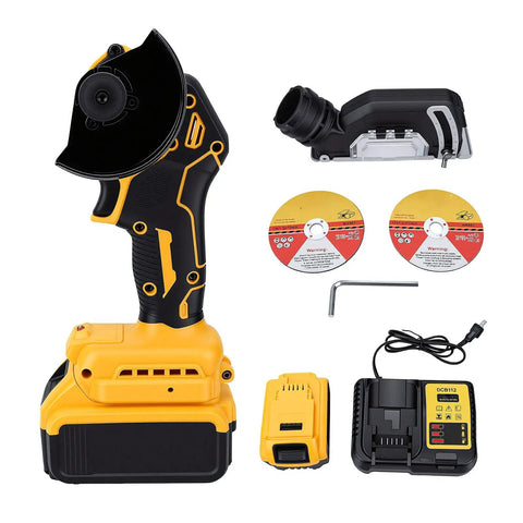 Kickass 3 Inch Brushless Mini Circular Saw With 12000 RPM And 3 Speed Settings, includes battery, discs, and charger.