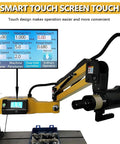 Badass Heavy Duty Electric Tapping Machine Featuring A Slick Flexible 1000Mm Arm Plus Smart Touch Display showing operational settings on screen.
