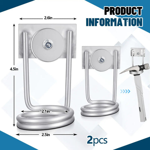 Two Pack Aluminum Scaffold Tool Holder For Ratchets And Hammers, lightweight, silver, 4.5 x 2 inches with multiple mount points