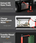 Handy Dual Use Pull Out Cylinder Manual Siphon Pump Portable High Pressure Fluid Transfer Extractor For Car Oil Water Tyre Inflation With Hoses Adapters extracting oil from truck.