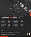 Front Inner Outer Tie Rod End Kit For Nissan Cube 2009 2014 And Versa 2007 2012 Hatchback Replacement Steering Linkage Bolt On Easy Install Tightens Loose Steering And Eliminates Play, black steel kit