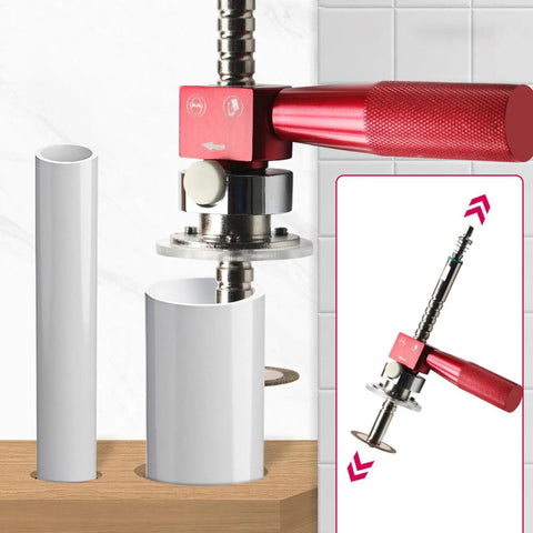 Inside Pipe Cutter Kit With One Quarter Inch Hex Shank Four Cutting Discs Two Inch And Three Inch Guide Plates Adjustable Depth