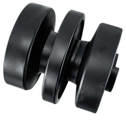 Precision Bottom Track Roller Replacement For SVL Compact Track Loader Undercarriage, heavy-duty black steel construction.