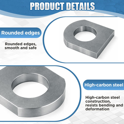 4-Piece Weld-On Shackle Clevis Mounts Set for Heavy Duty Tie-Down Straps, steel bracket with rounded edges and high-carbon steel.
