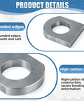 Product details showing 6 Pack Dang Tough Weld On Shackle Clevis Mounts 3 8 Inch Thick Heavy Duty Steel Brackets with rounded edges.