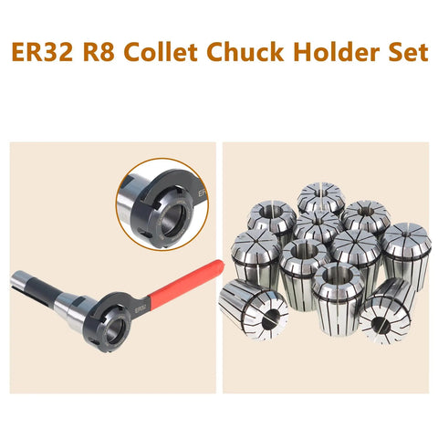 ER32 Collet Chuck Holder Set With 11 Collets 1/8 To 3/4 Inch And Wrench, Pro Grade CNC Engraving And Milling Lathe Tool Kit