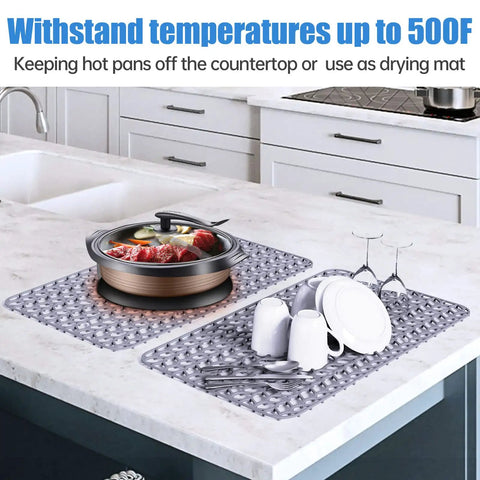 Must Have Premium Silicone Sink Protector Mat For Kitchen Sink Cut To Fit 25.8 Inch By 13.8 Inch used as heat mat on counter