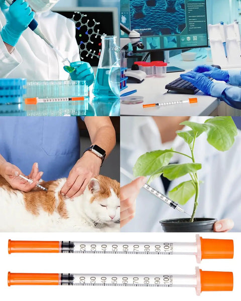 Disposable Syringe 30G 1ml U-100, 5/16 Inch 8mm, 100 Pack for medical and scientific use, cat injection and plant care