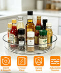 Easy Peasy 10 Inch Round Lazy Susan Turntable Organizer, 3 Pack Sleek Spinning Cabinet Spinner For Deep Drawers Under Sink And Pantry Shelves, Clear BPA Free Kitchen Storage Game Changer with condiments and spices.