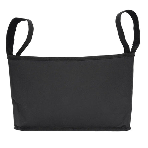 Front view of black Golf Push Cart Accessory Bag with 12 pockets, multifunctional storage organizer, universal fit design.