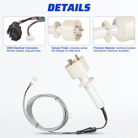 Details of Ice Water Level Probe Kit With Harness For Manitowoc Ice Machines I0600 I1400 ID0522A And More, OEM Standard Replacement.