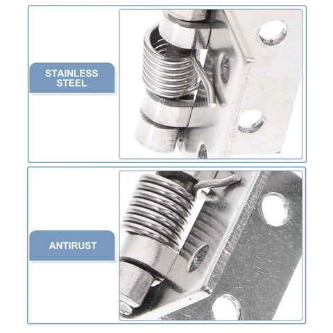 Close-up of 10 Pack Stainless Steel Spring Door Hinges Self Closing Butt Hinges For Wooden Boxes Small Cabinet Doors And Electric Cabinets