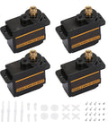Micro Metal Gear Analog Servo delivers dope coreless motor power, four pack with connectors, ideal for RC robots and helicopters.