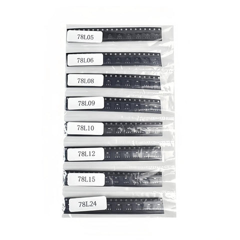 80Pcs SMD Voltage Regulator Transistors Kit With Eight Values 78L05 to 78L24 LDO Regulators in SOT 89 Package for DIY Projects