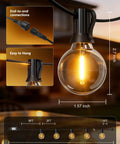 Dimmable Outdoor String Lights With Remote 100Ft Waterproof G40 LED Bulbs Shatterproof Connectable Patio Lighting diagram