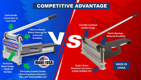 Ultra Lite Flooring Cutter For Vinyl Plank, Laminate, Engineered Hardwood And Siding Made In The USA vs. China Comparison