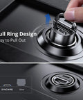 Slick All Metal Usb C Car Charger 60W Dual Pd Qc Port with pull ring design for easy access, installed in a dashboard.