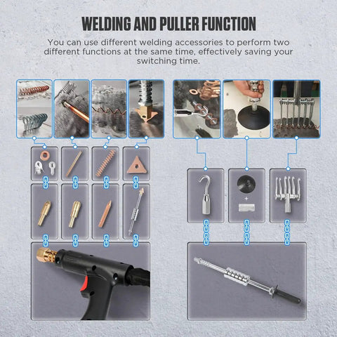 Pro Grade Dent Puller Welder Kit With 3800A Peak Output and 3000W Stud Welder for Auto Body Repair, 17 Accessories, Welding Modes