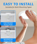 Man installing 6 Inch LED Low Profile Disk Light With Aluminum Trim 1000 Lumens 16.5W 5000K Daylight Sleek Dimmable Fixture